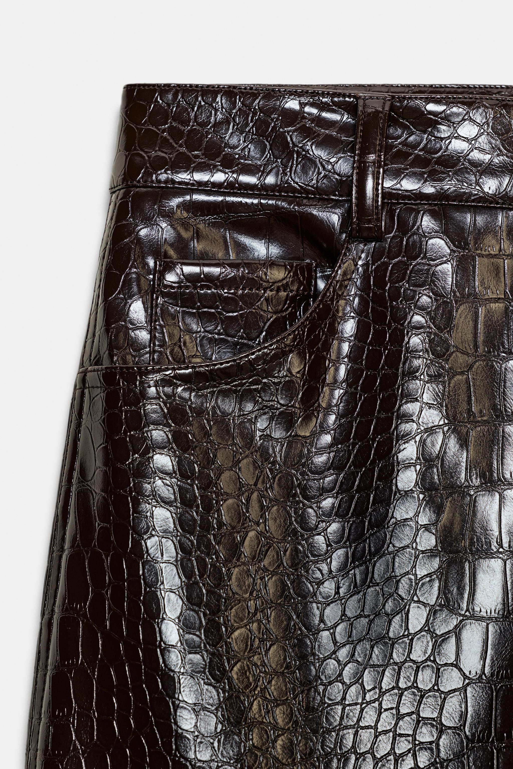 PANTALON DROIT MATIÈRE SYNTHÈTIQUE IMPRIMÉ ANIMALIER